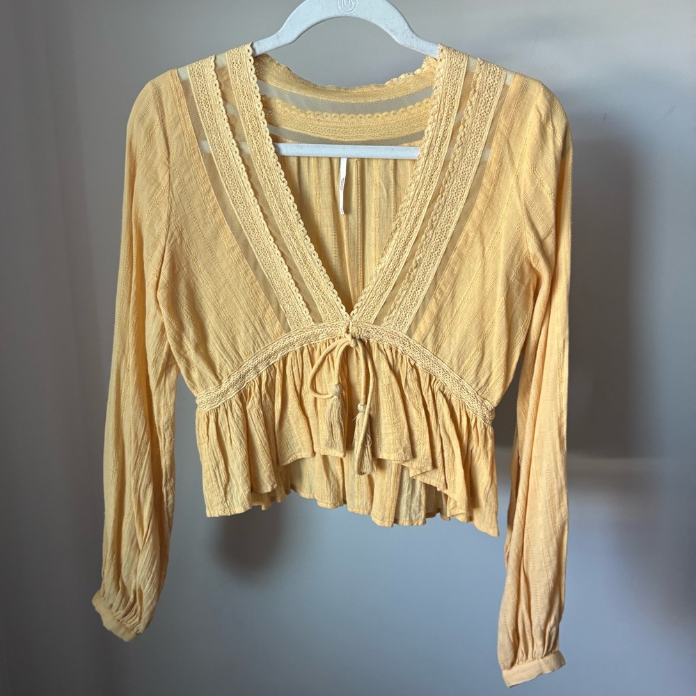 Free People Yellow Oberoi Blouse